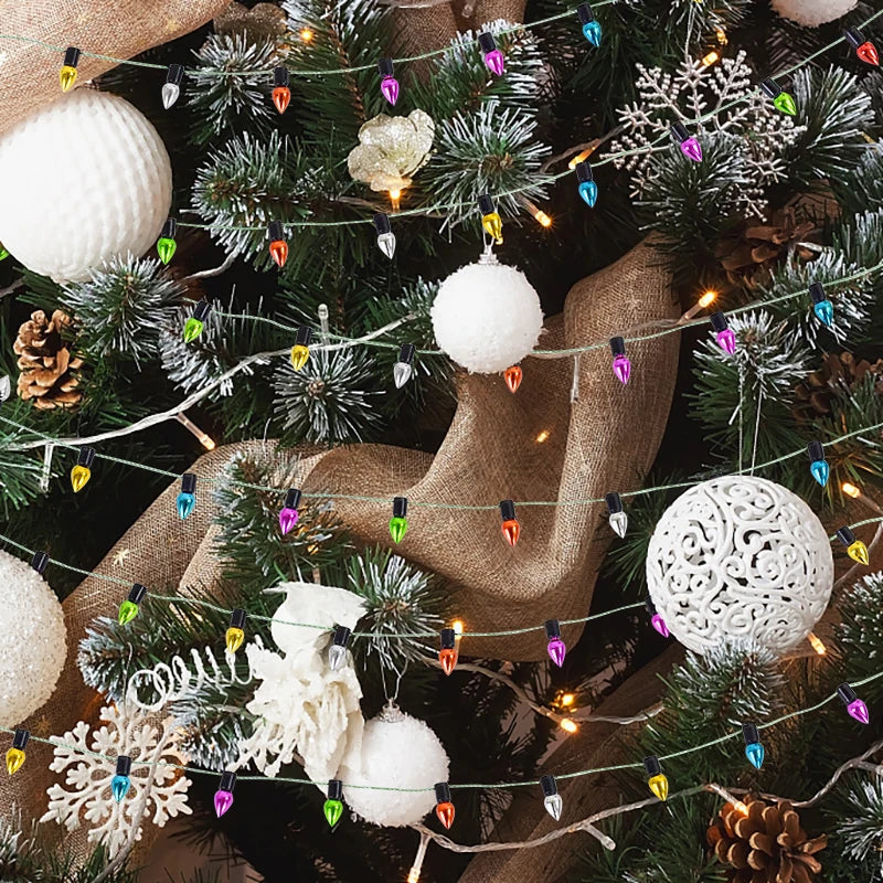 5M/roll Colorful Bulbs String Garland Christmas Home Decorations