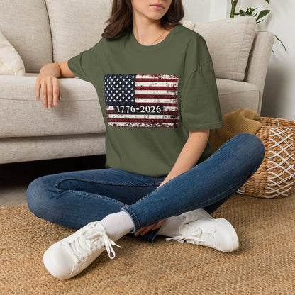 1776–2026 Distressed American Flag T-Shirt — Patriotic 250th Anniversary Tee