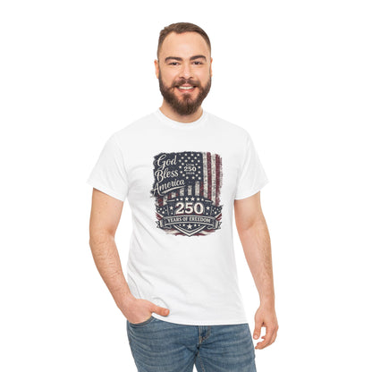 Patriotic 'God Bless America - 250 Years of Freedom' T-Shirt