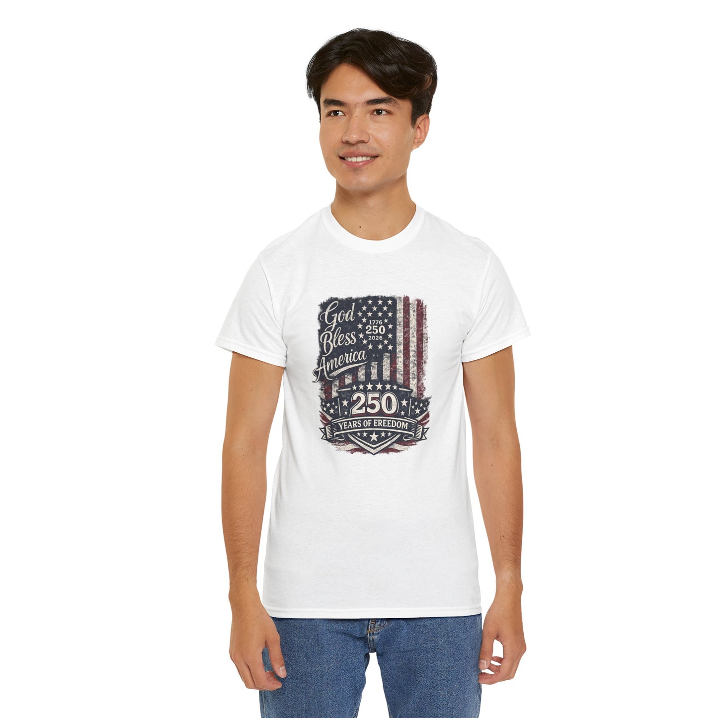 Patriotic 'God Bless America - 250 Years of Freedom' T-Shirt