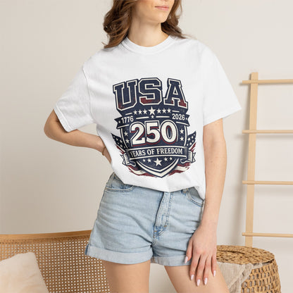 USA 250 Years of Freedom T-Shirt — 1776–2026 Patriotic Anniversary Tee
