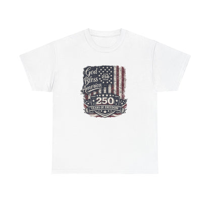 Patriotic 'God Bless America - 250 Years of Freedom' T-Shirt