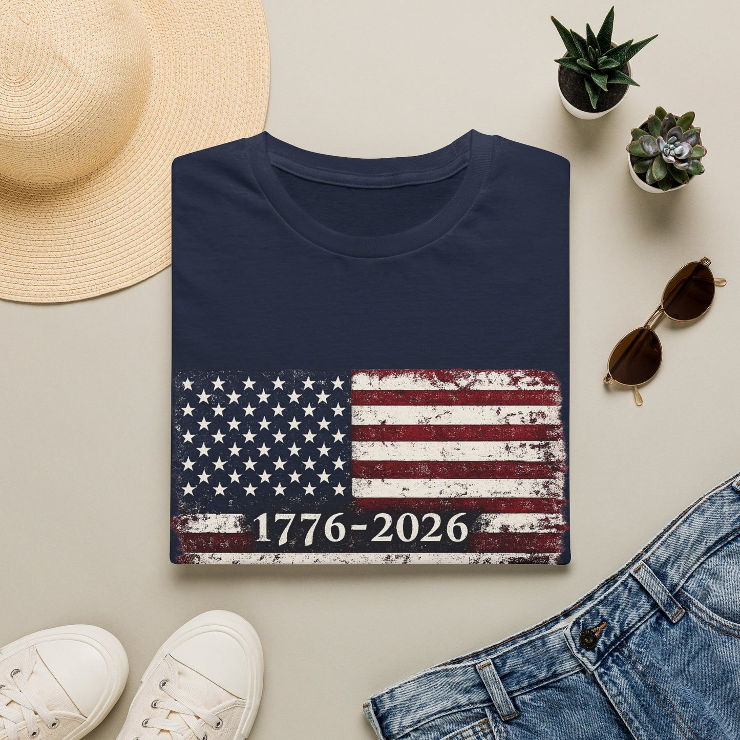 1776–2026 Distressed American Flag T-Shirt — Patriotic 250th Anniversary Tee