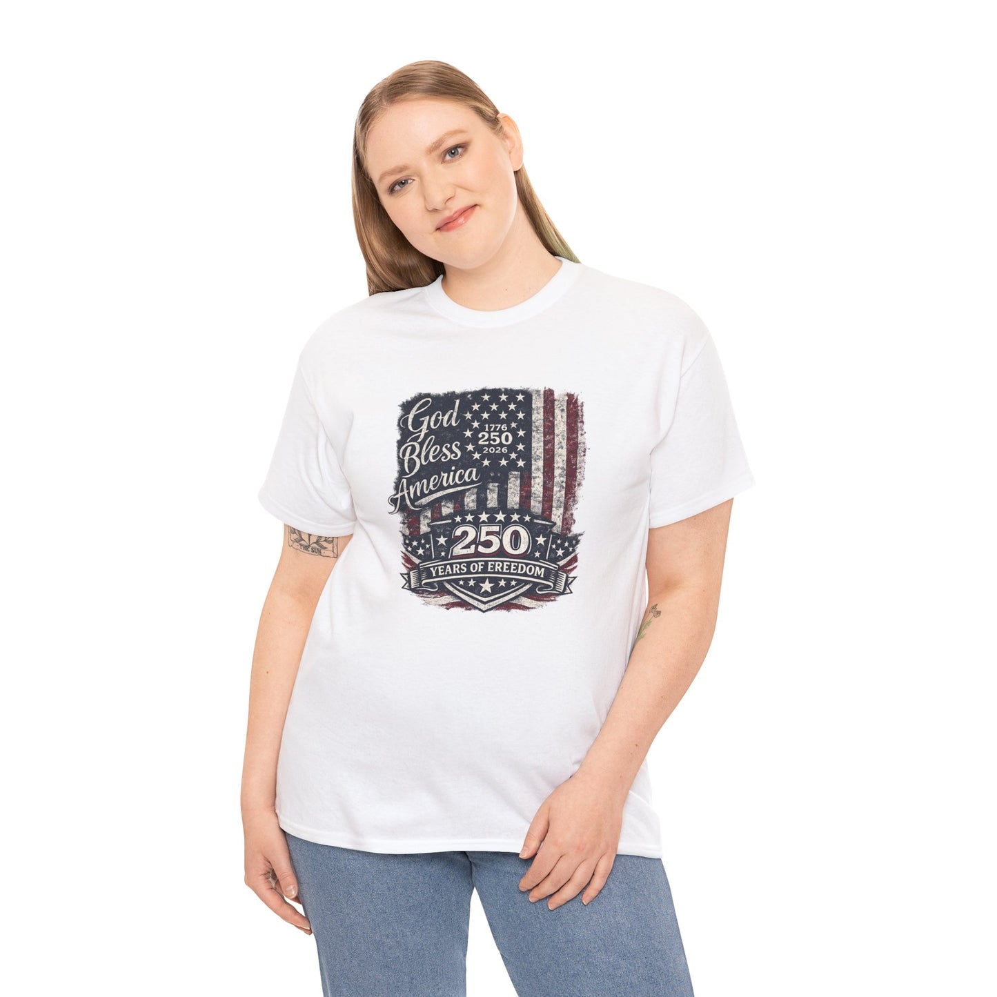 Patriotic 'God Bless America - 250 Years of Freedom' T-Shirt