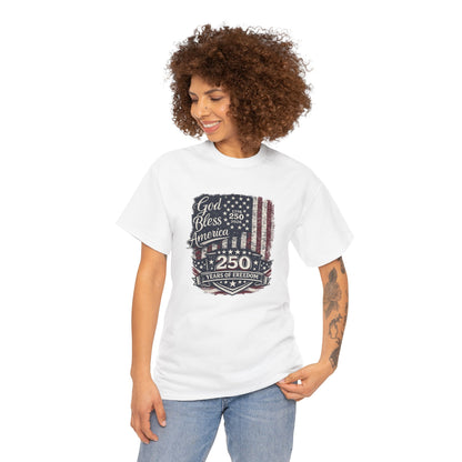 Patriotic 'God Bless America - 250 Years of Freedom' T-Shirt