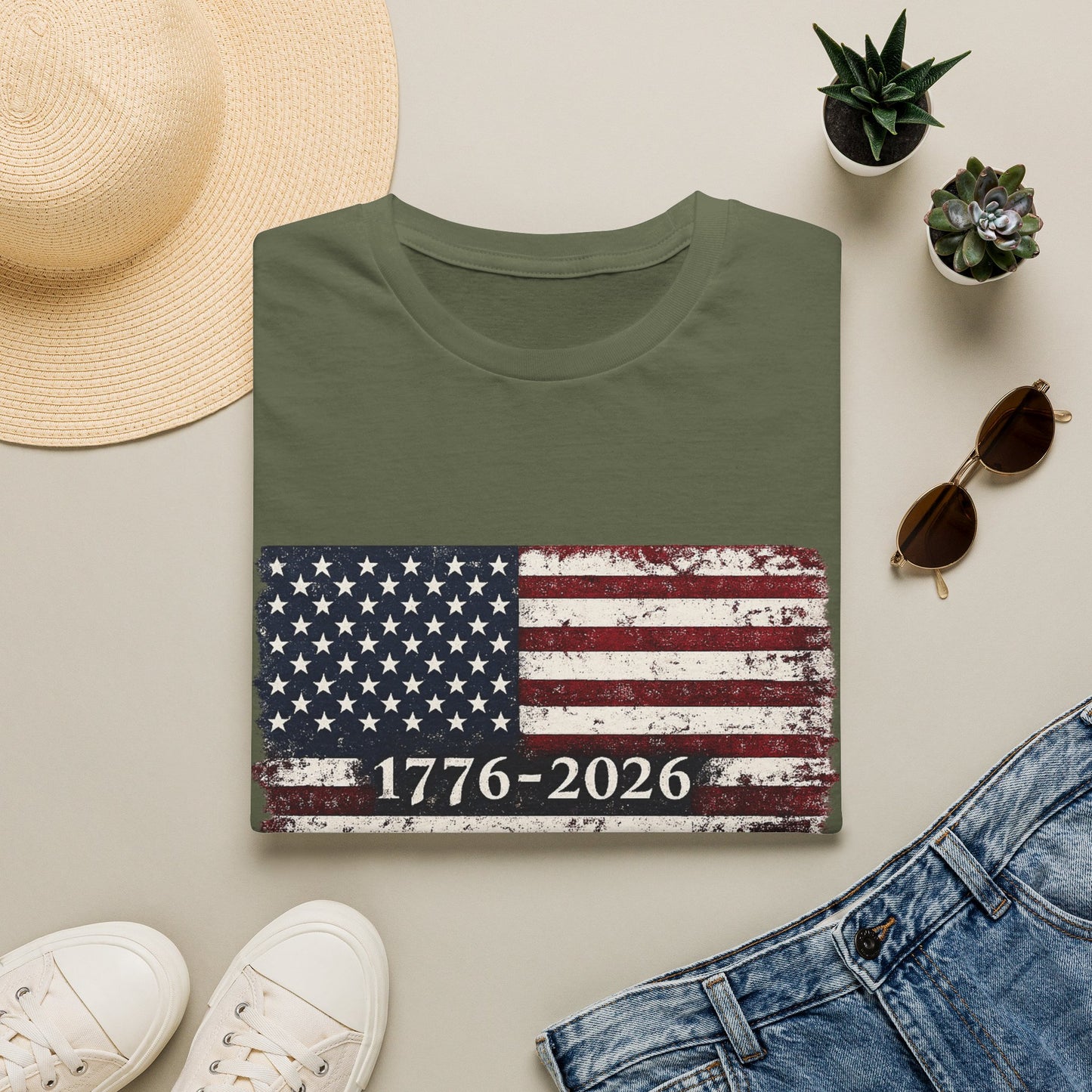 1776–2026 Distressed American Flag T-Shirt — Patriotic 250th Anniversary Tee