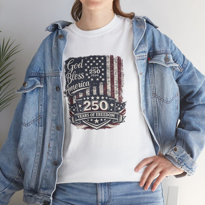 Patriotic 'God Bless America - 250 Years of Freedom' T-Shirt