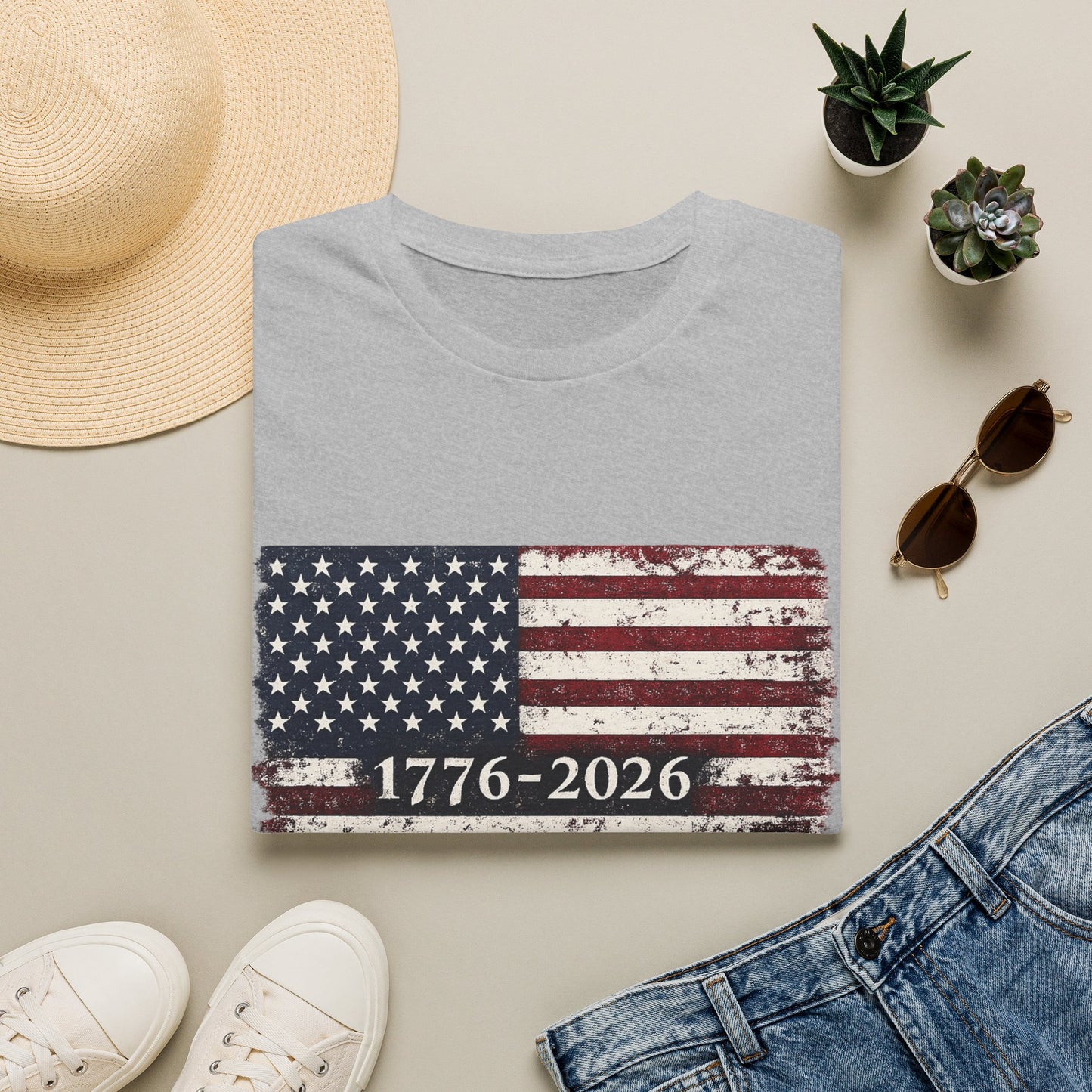 1776–2026 Distressed American Flag T-Shirt — Patriotic 250th Anniversary Tee