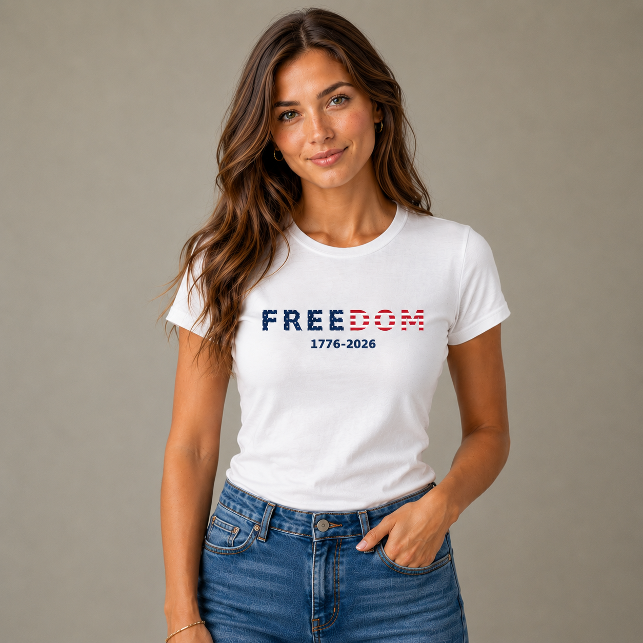 Freedom 1776–2026 Baby Tee — Patriotic Women's Crop T-Shirt