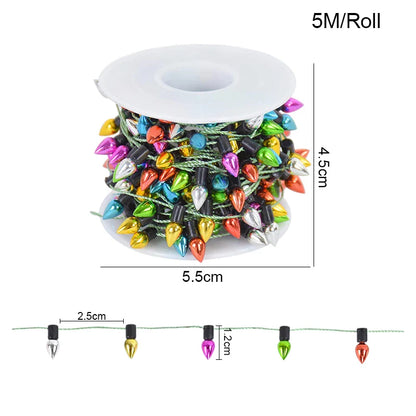5M/roll Colorful Bulbs String Garland Christmas Home Decorations